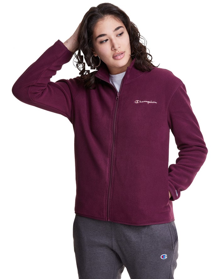 Champion Dame Jakke MørkeLilla - Polar Fleece Full Zip Mock Neck - Danmark CBR-534812